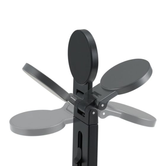 縦に180°、左右に360°可動し、縦向きでも横向きでも使用できる