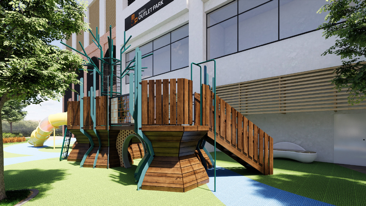 子供が遊べる新たな屋外広場遊具も