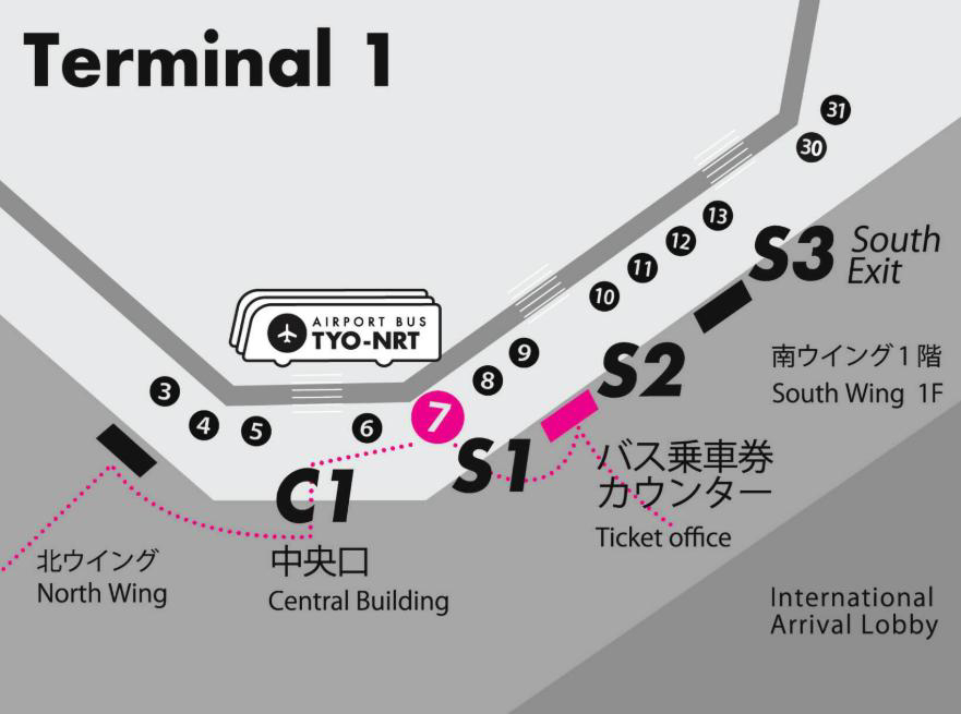 成田空港第1ターミナル（東京・銀座方面行）バス停