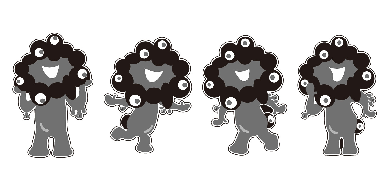 アクキーやピンバッジなど8種の「黒ミャクミャク」グッズが登場