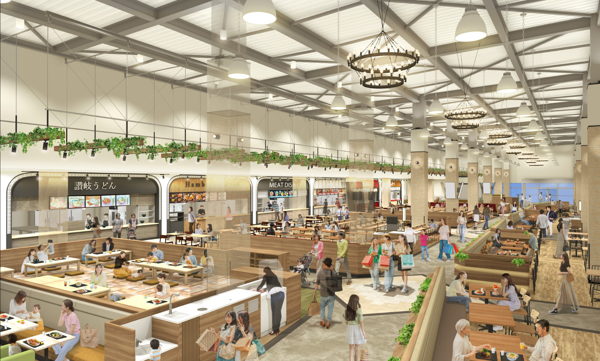 フードコートには「北京本店」や「麺屋優光」など商業施設初出店の名店から全国の人気店まで