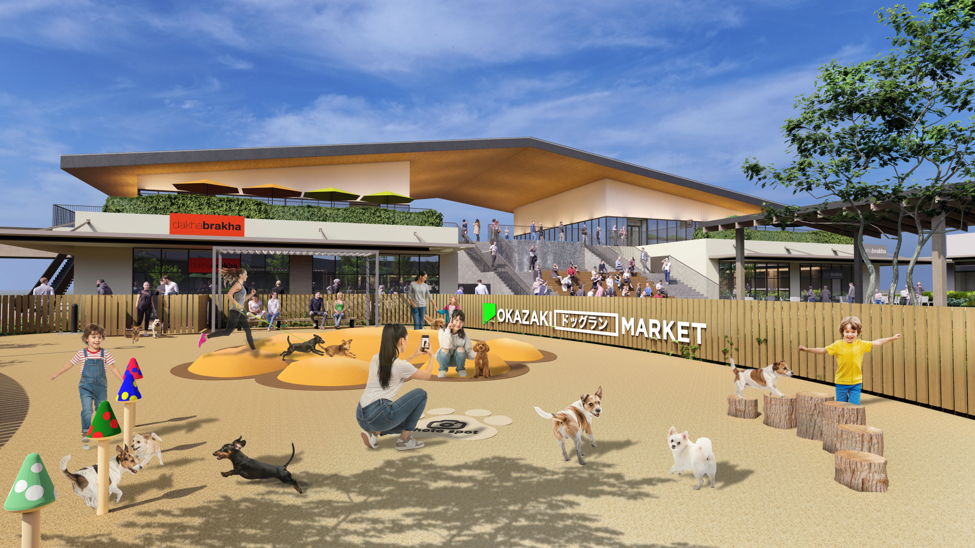 OKAZAKI MARKET内に出店する地元ドッグカフェ・山田農園が運営する「OKAZAKI ドッグラン MARKET」