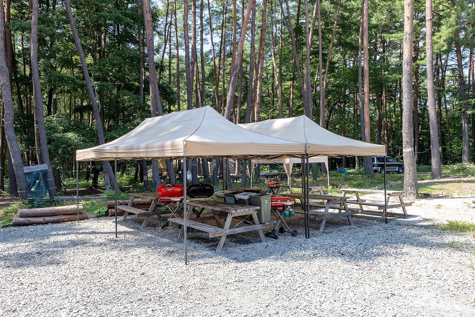 センターハウス横にはBBQスペースもある。利用には予約が必要