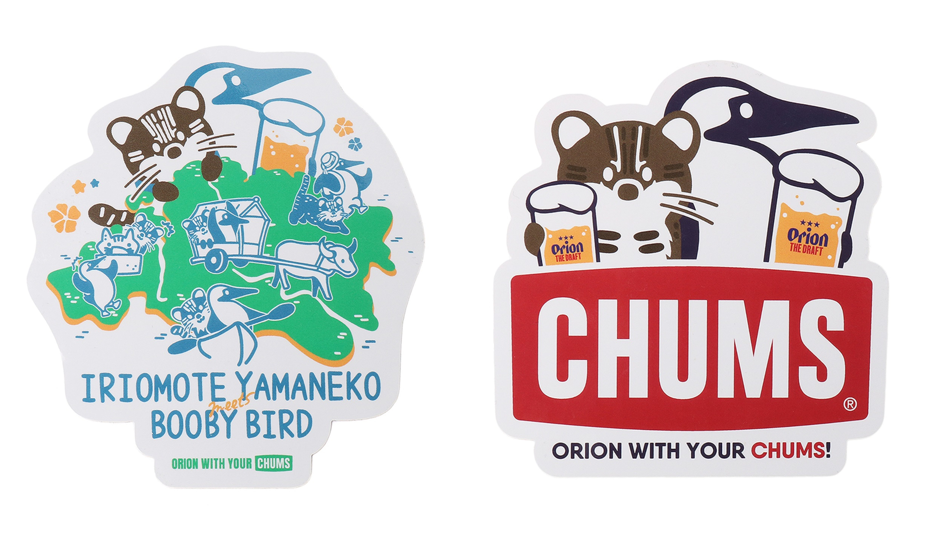 OWYCイリオモテヤマネコステッカー meets（左）、BEER（右）
