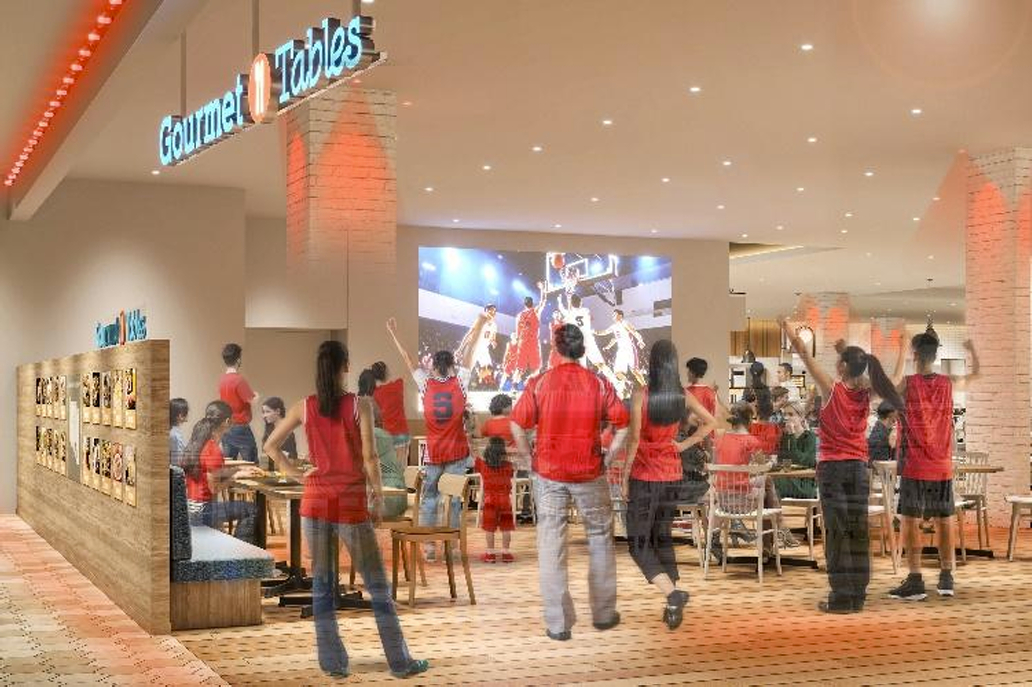 プロジェクターやデジタルサイネージ、スピーカーを備え、スポーツ・エンタメイベントも開催する予定