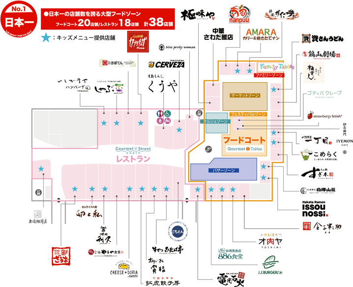 北館I期エリア フードゾーン配置図
