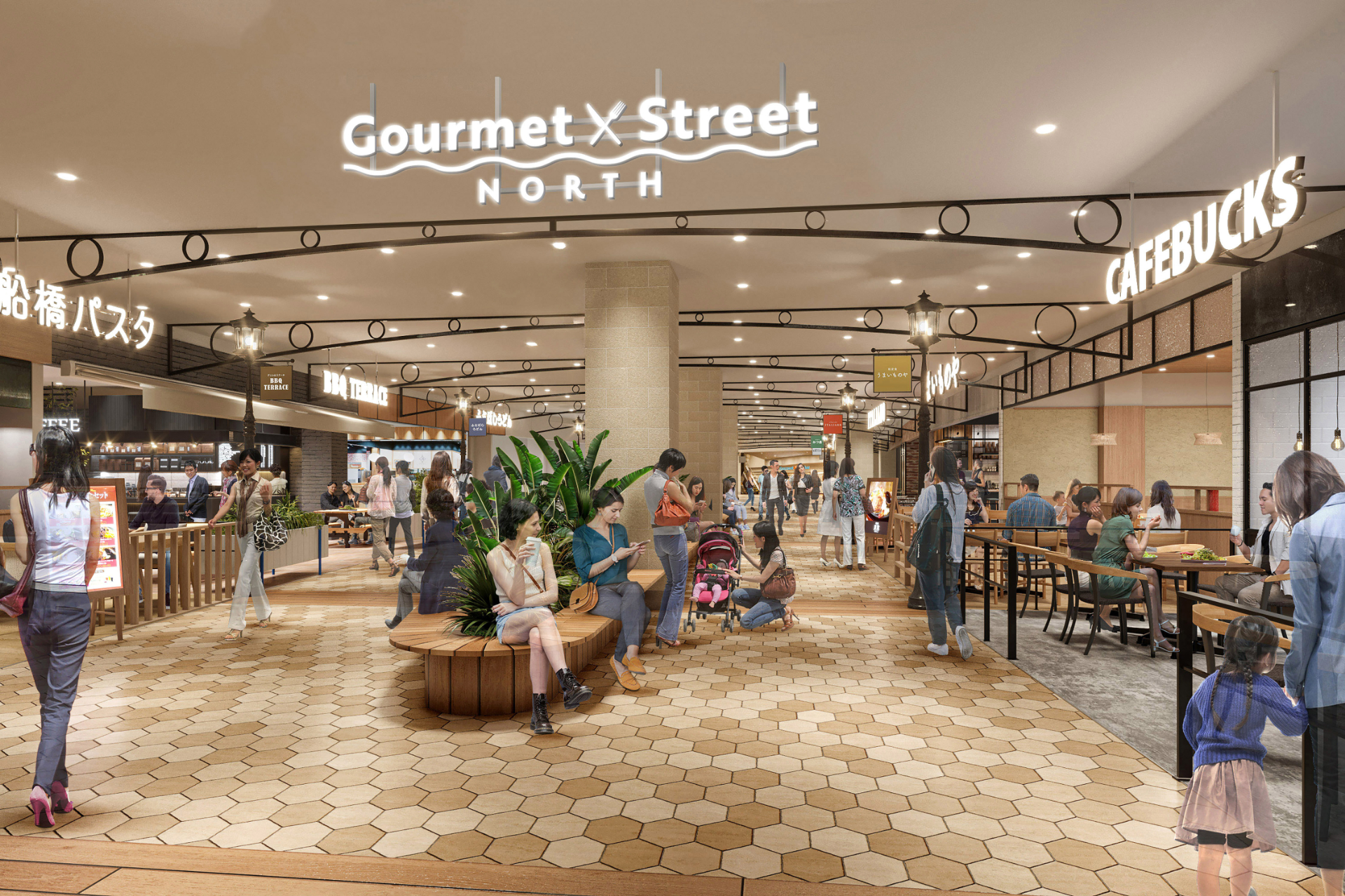 フードコートに繋がるレストランゾーンには、関東初出店2店舗・千葉県初出店8店舗を含む、全18店舗が集結