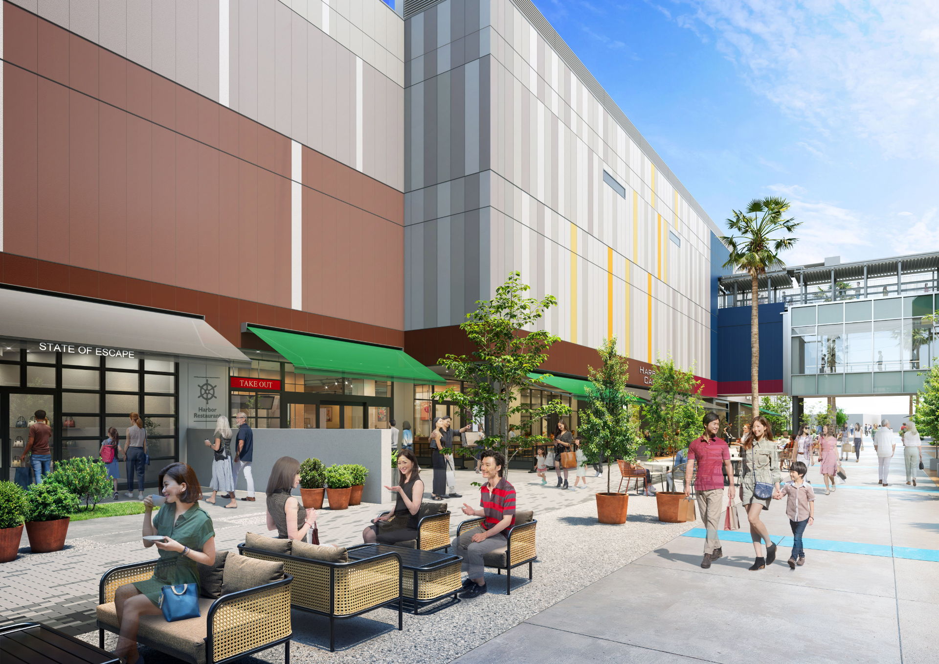 ららぽーとTOKYO-BAY中心に位置するハーバー通りは、I期・II期の段階的開業を通じて2倍に拡幅