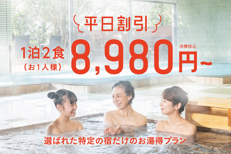 大江戸温泉物語、平日限定8980円の「お湯得プラン」今日から