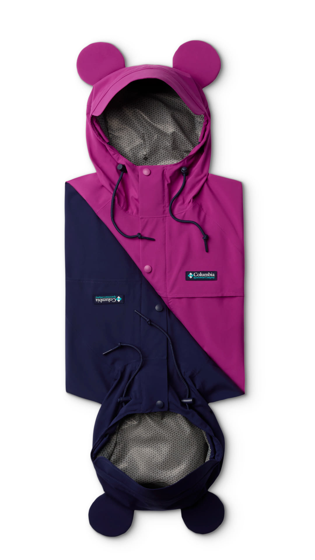 レインジャケット「CSC × Disney Mickey IbexRain Shell」。メンズ、キッズ、ベビーを2色展開