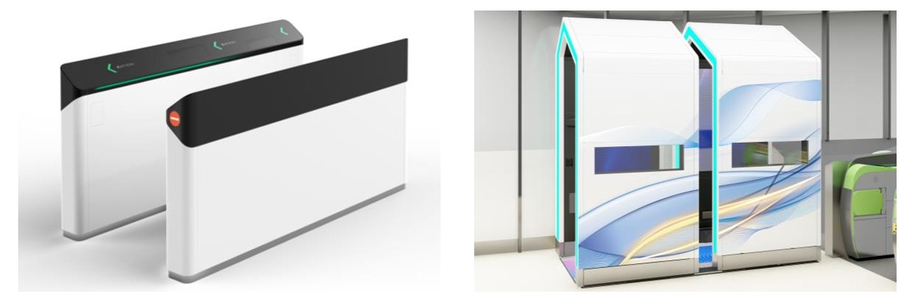 左は新潟駅、右は長岡駅に設置する顔認証改札機