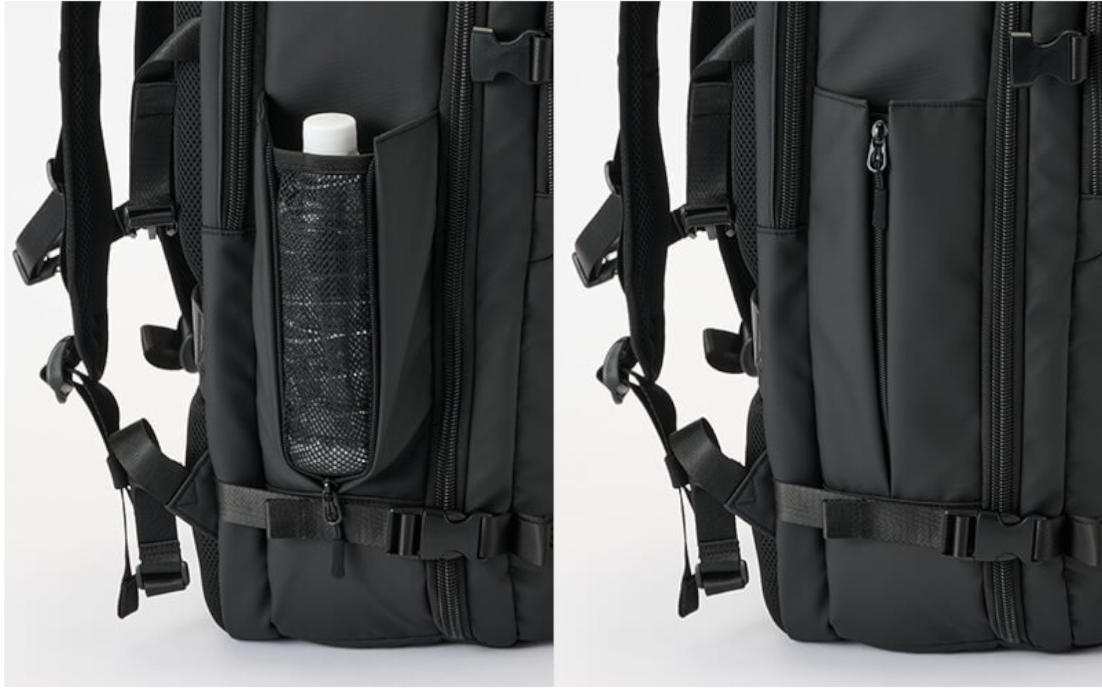 側面のポケットはドリンクホルダーとして使用できる。