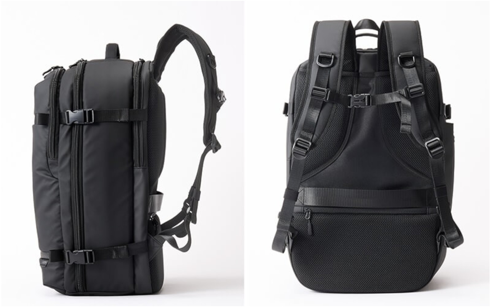 側面、背面、ハーネスには、それぞれ移動をサポートするベルトを搭載