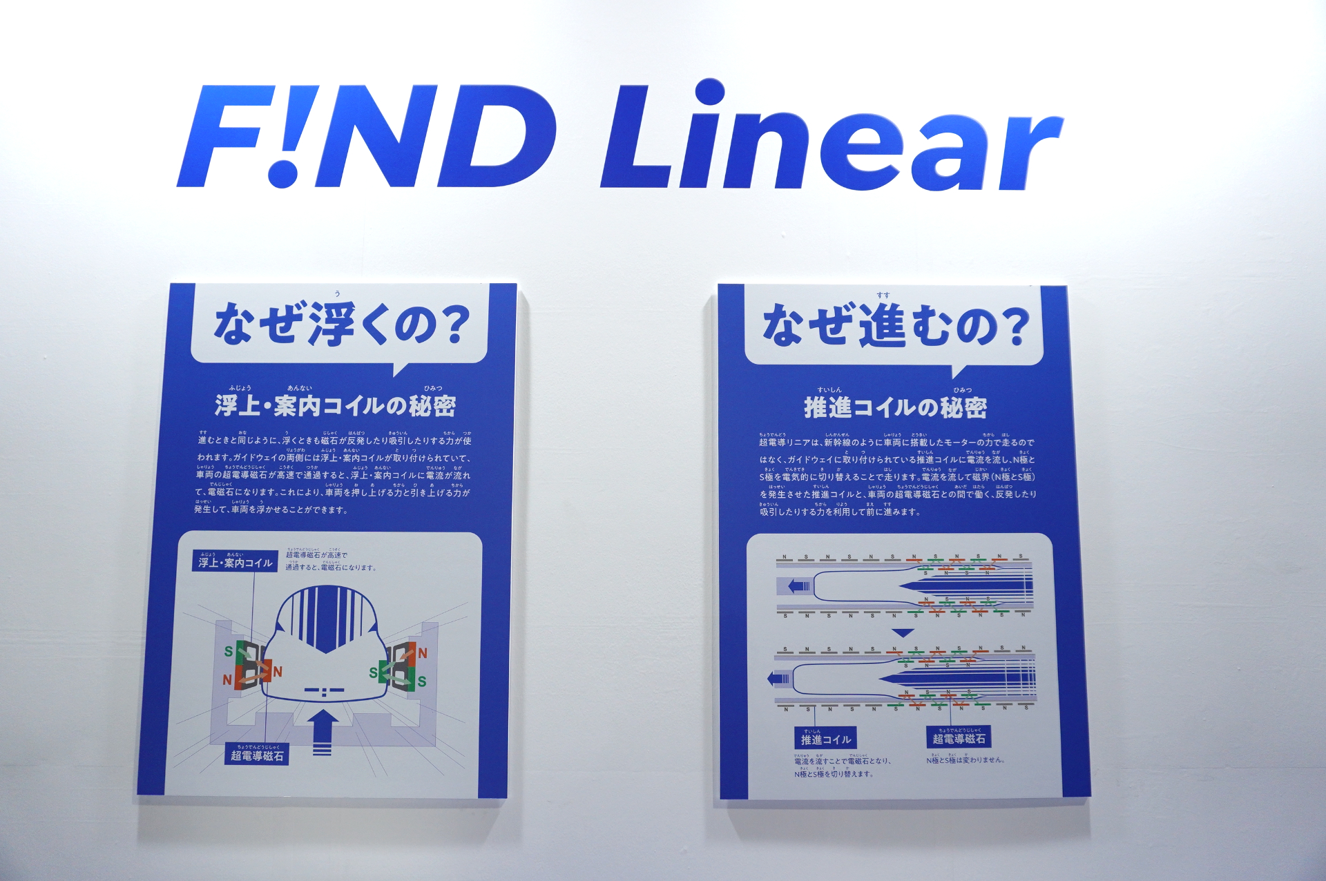 リニア中央新幹線の「なぜ浮くの？」「なぜ進むの？」という疑問を、模型で学びながら体験できる
