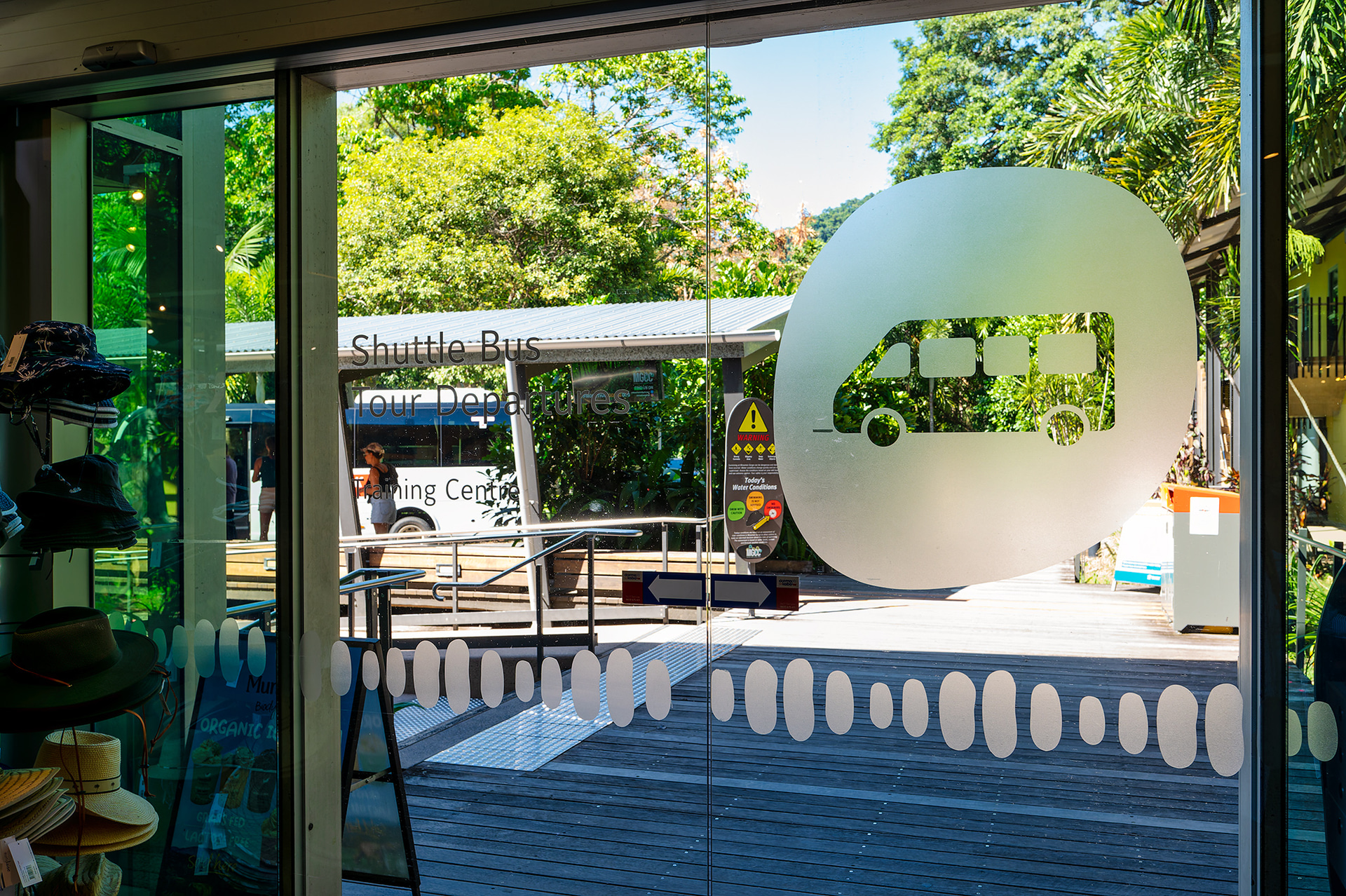 この森には先住民以外はクルマで立ち入ることはできないので、乗り合いバスに乗って林のなかへと入ってゆく