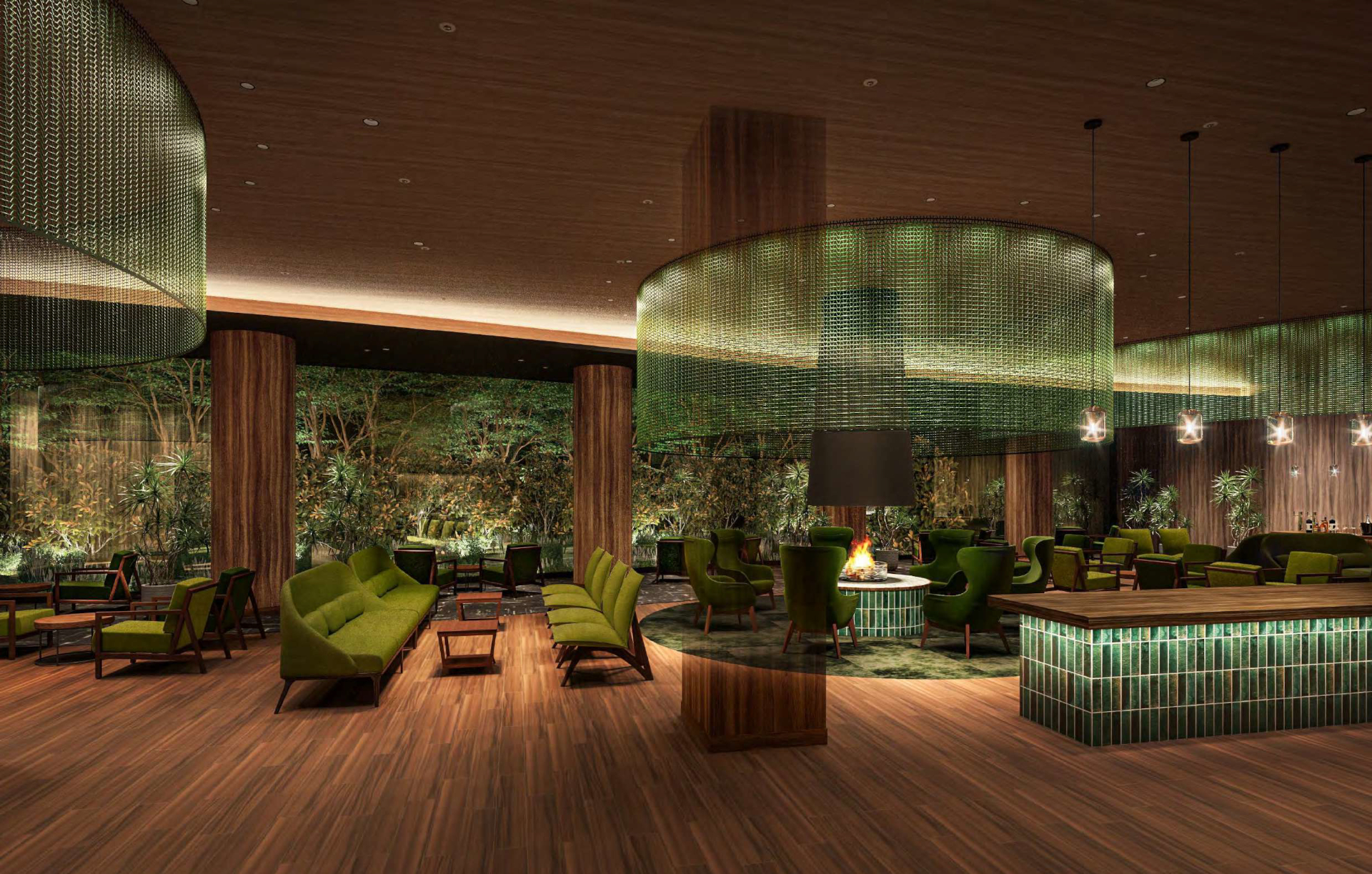 岩手・花巻の雄大な自然と文化をテーマにしたロビー