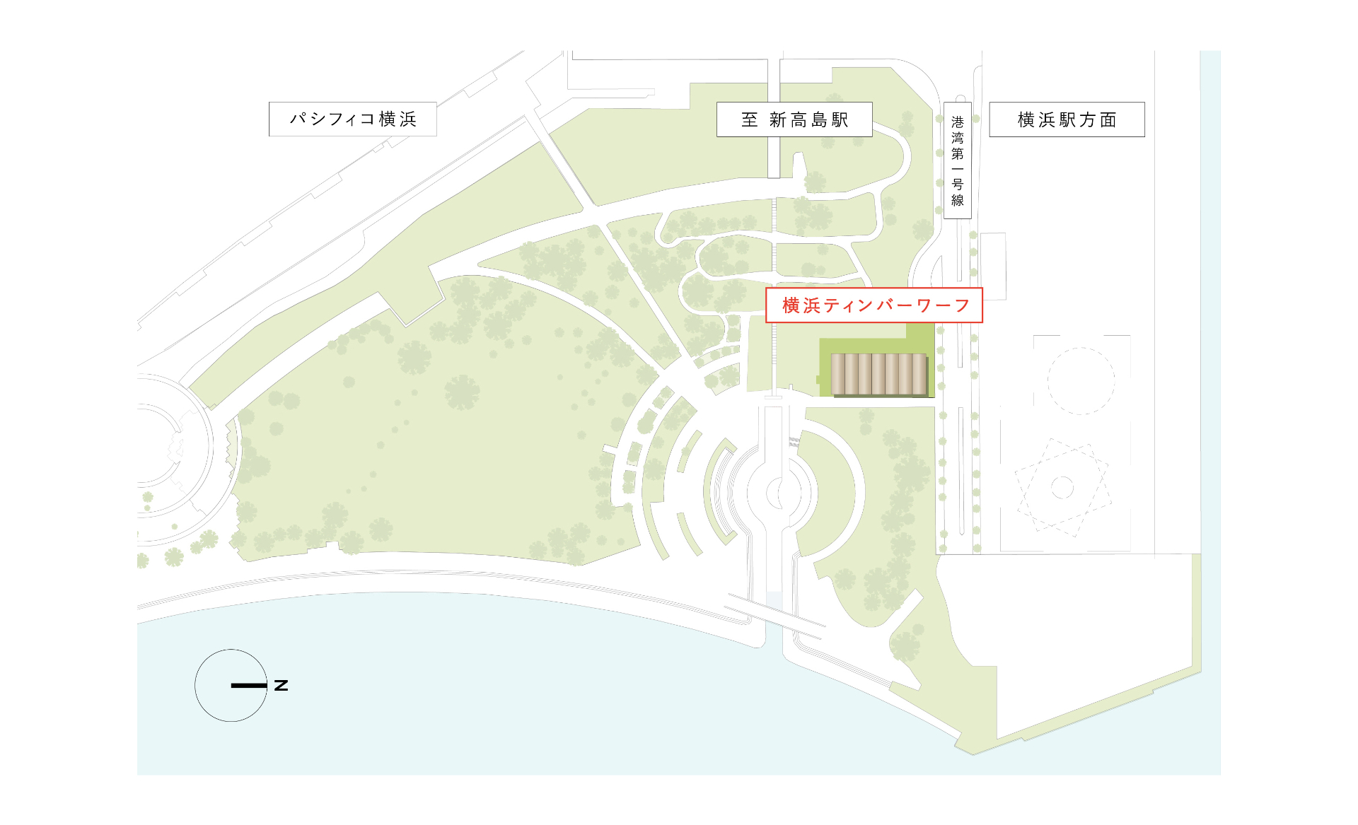「横浜ティンバーワーフ」配置図
