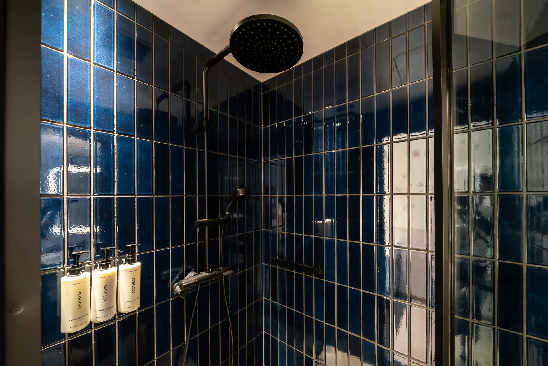 シャワーブースにレインシャワーが付く