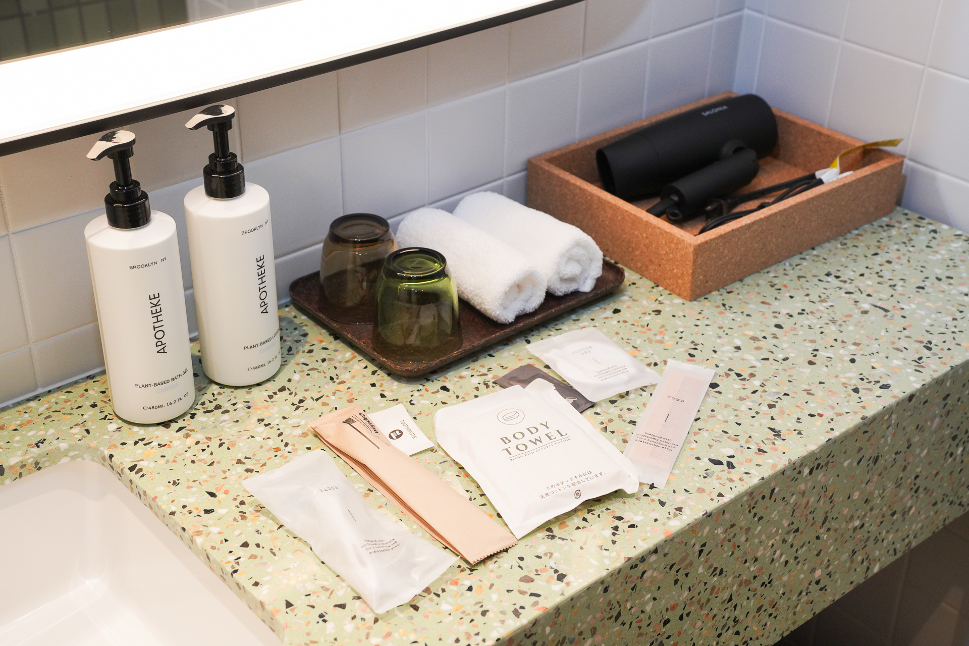 アメニティは必要な分をレセプションカウンターから持参する