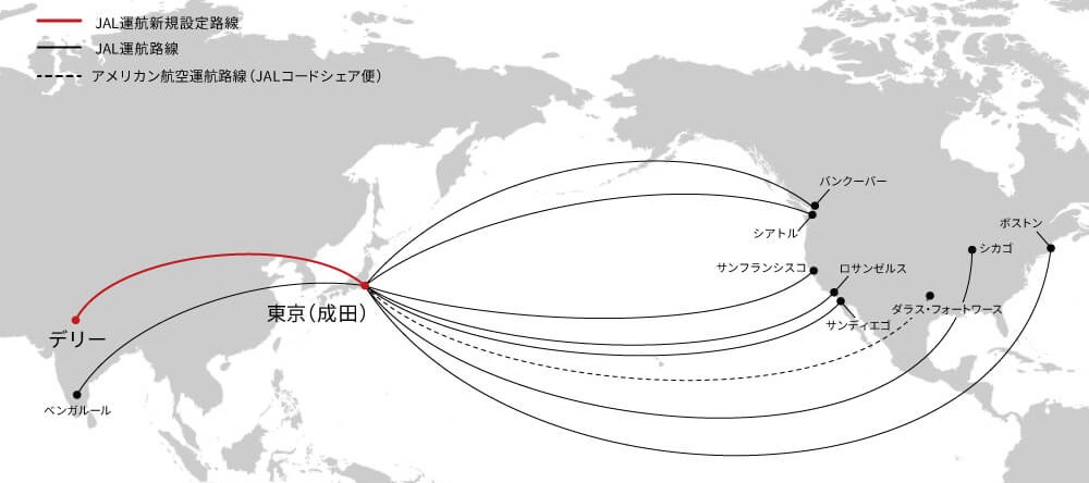 JALの日本～北米地域路線
