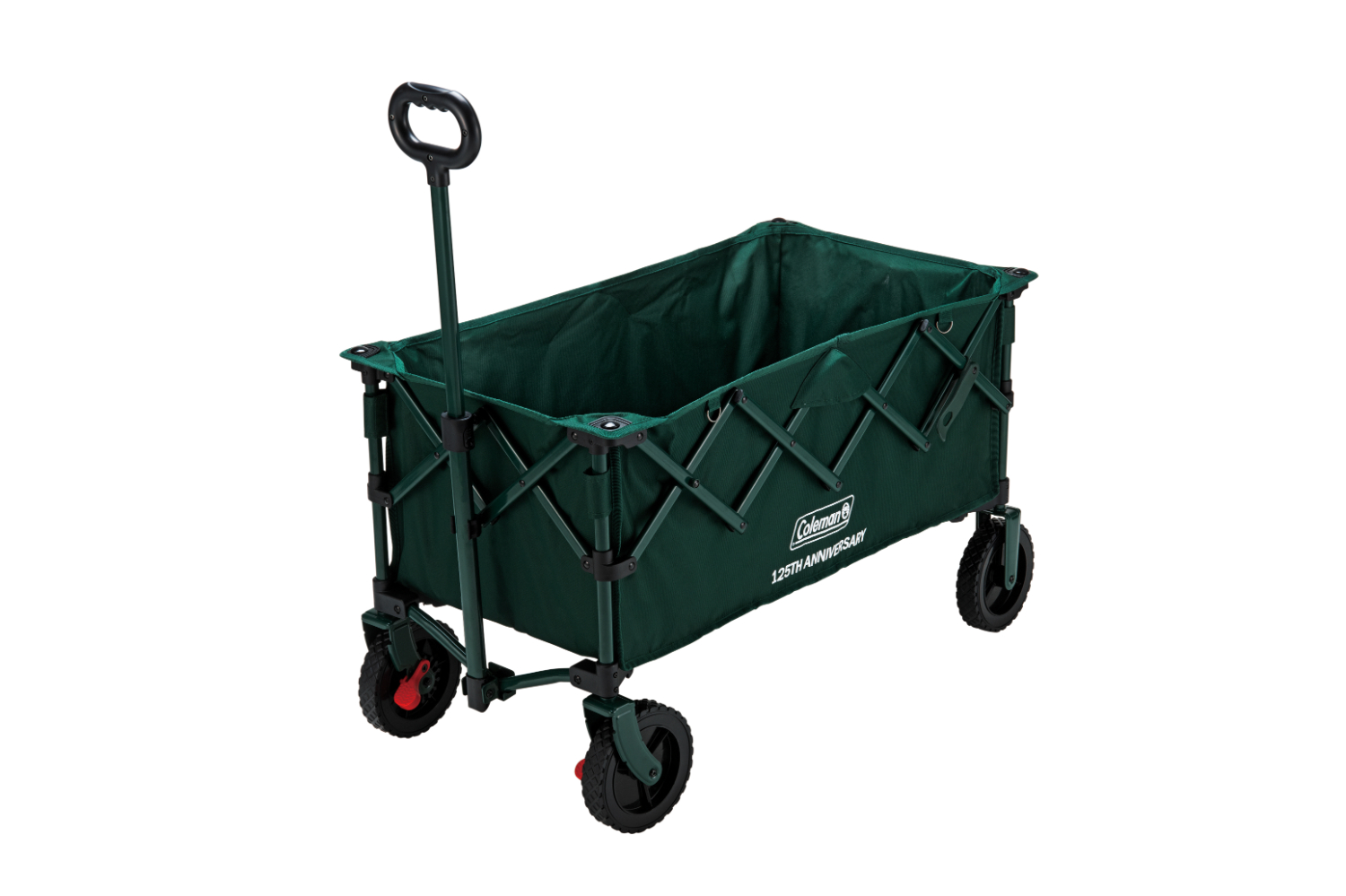 「125 リミテッドアウトドアワゴンNX（グリーン）」。サイズ約104×51×98cm（幅×奥行き×高さ）、収納時は約26×40×62cm、耐荷重100kg、重量約93kg