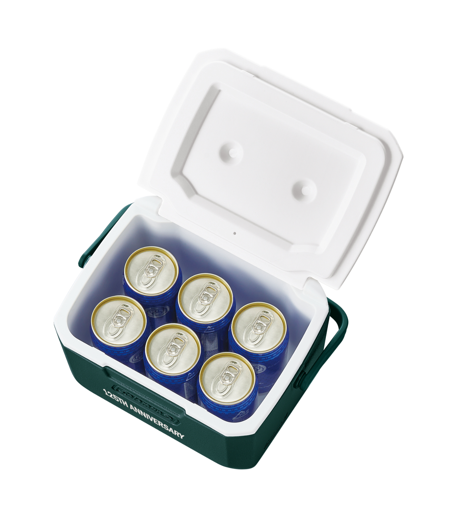 ハードクーラー「125 リミテッド テイク6（グリーン）」。サイズ約28.5×20×18cm（幅×奥行き×高さ）、容量約4.7L、重量約0.8kg