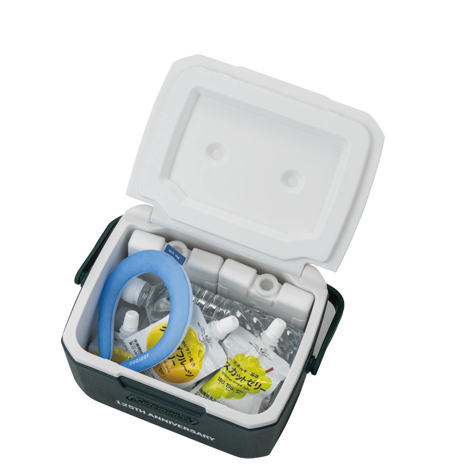 ハードクーラー「125 リミテッド テイク6（グリーン）」。サイズ約28.5×20×18cm（幅×奥行き×高さ）、容量約4.7L、重量約0.8kg