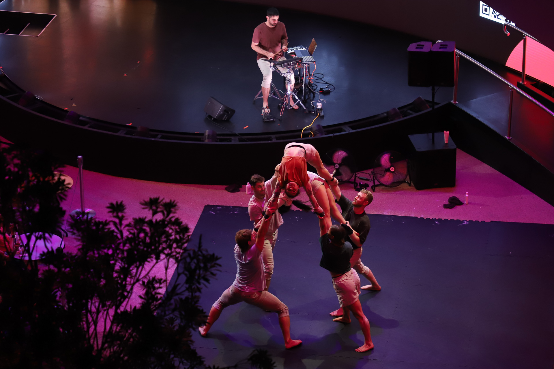 オーストラリア館前でのパフォーマンス。大屋根リング上から撮影