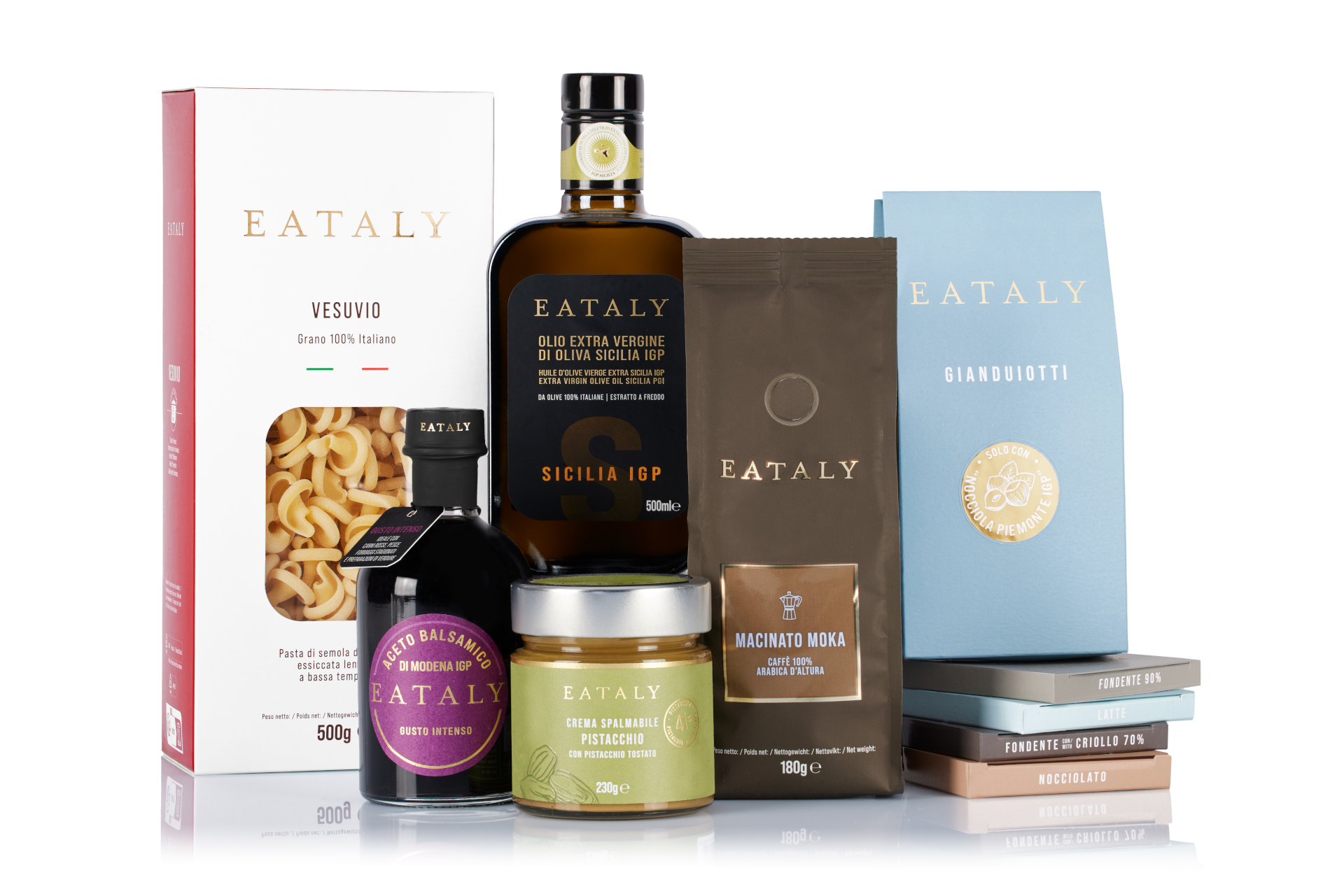 オリジナルブランド「EATALY ICONS」から、パスタ、バルサミコ、チョコレート、コーヒー豆のほか、エクストラヴァージンオリーブオイルやピスタチオ、ヘーゼルナッチのスプレッドなどを販売予定