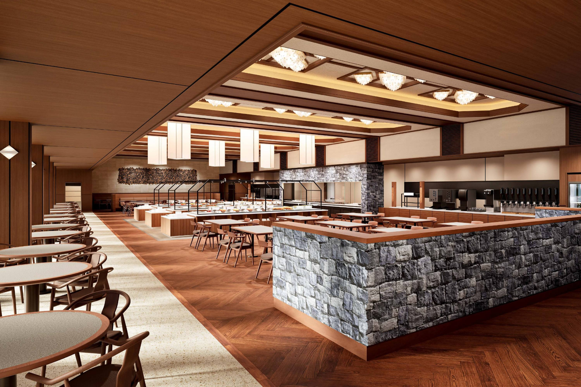 4階レストランも全面改装。豪華メニューやご当地グルメが豊富なPremiumシリーズのビュッフェが楽しめる