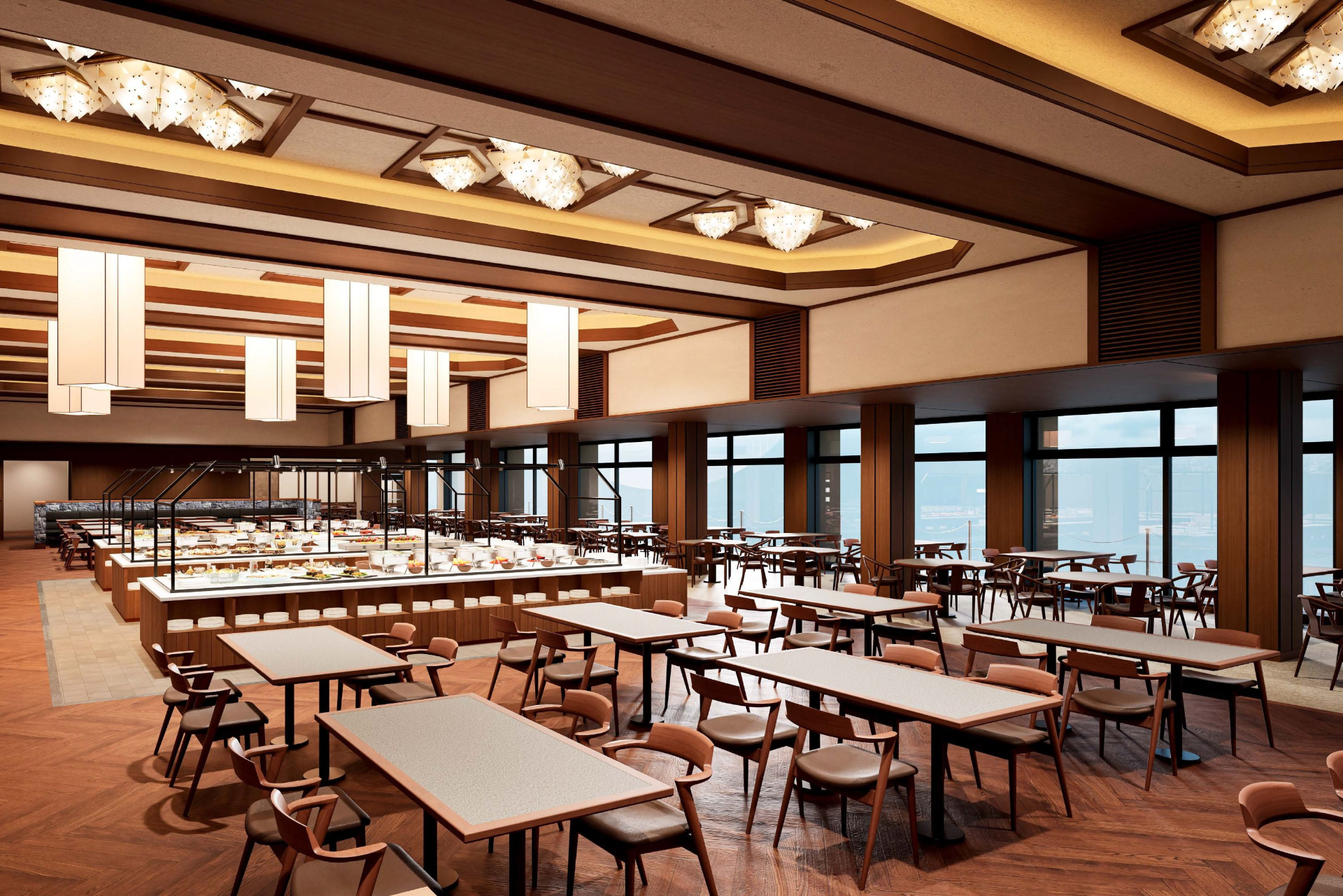 4階レストランも全面改装。豪華メニューやご当地グルメが豊富なPremiumシリーズのビュッフェが楽しめる