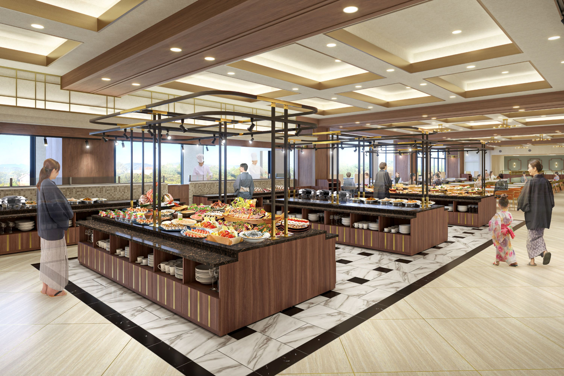 夕朝食は豪華メニュー食べ放題