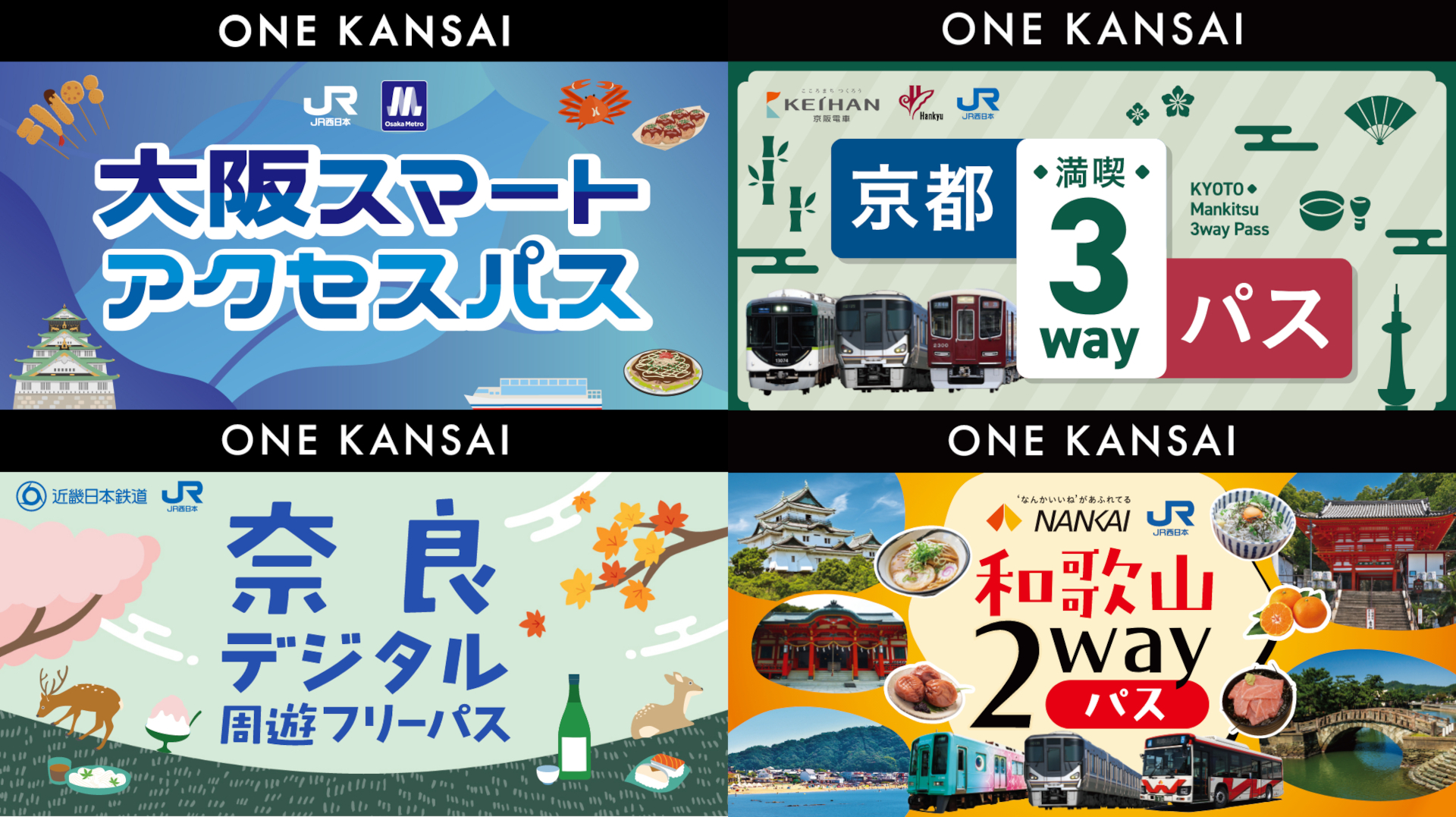 関西の交通事業者が連携したQR乗車券「ONE KANSAI」シリーズ