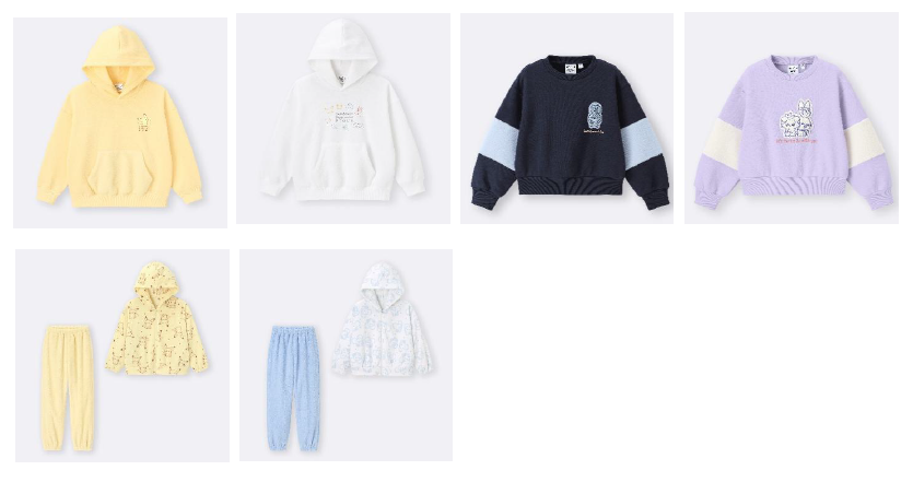 キッズ展開は「スウェットパーカ」（2290円）、「ボアスリーブスウェットシャツ」（1990円）、「マシュマロフィールラウンジセット」（2990円）