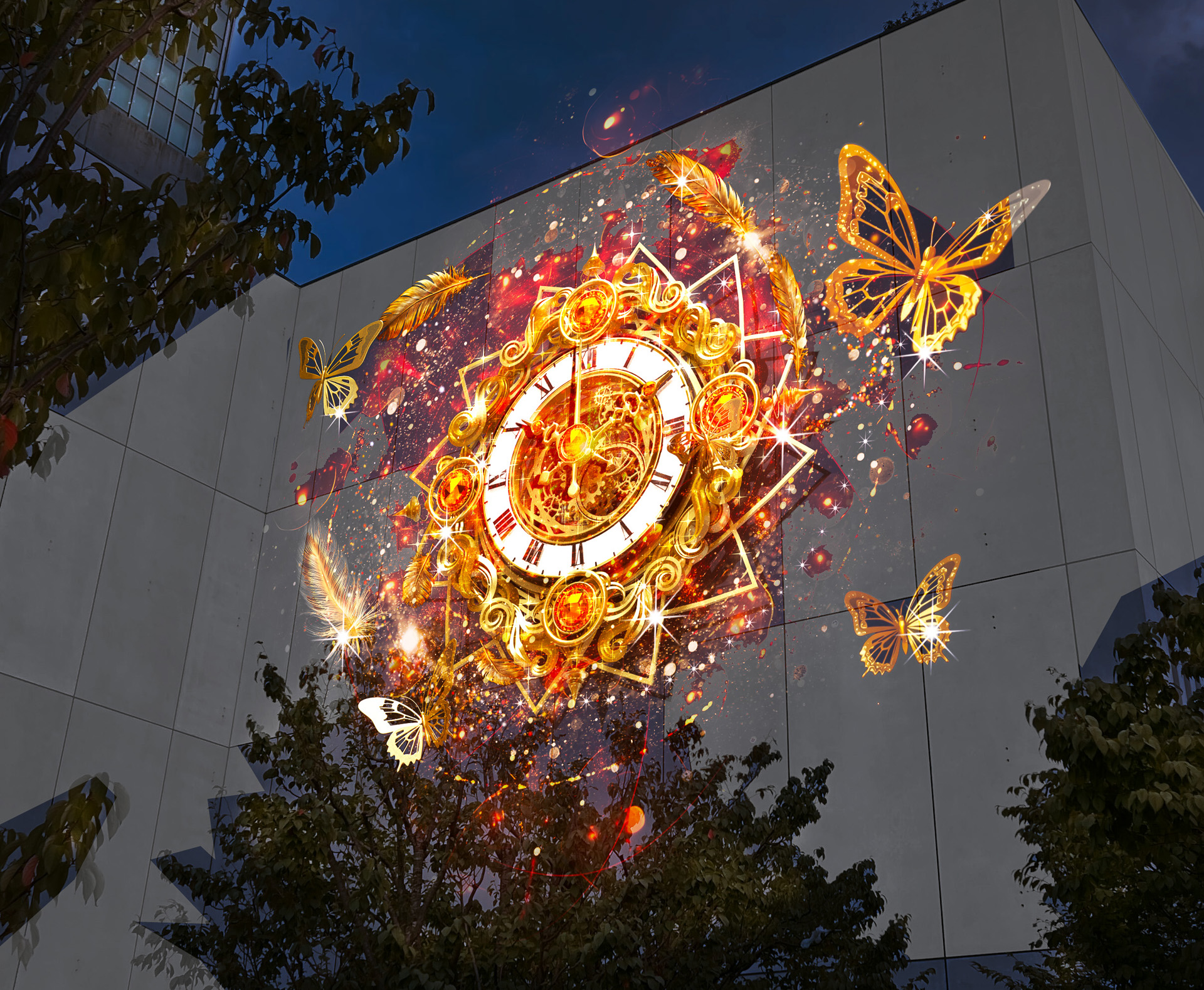 The clock-themed projection mapping show.