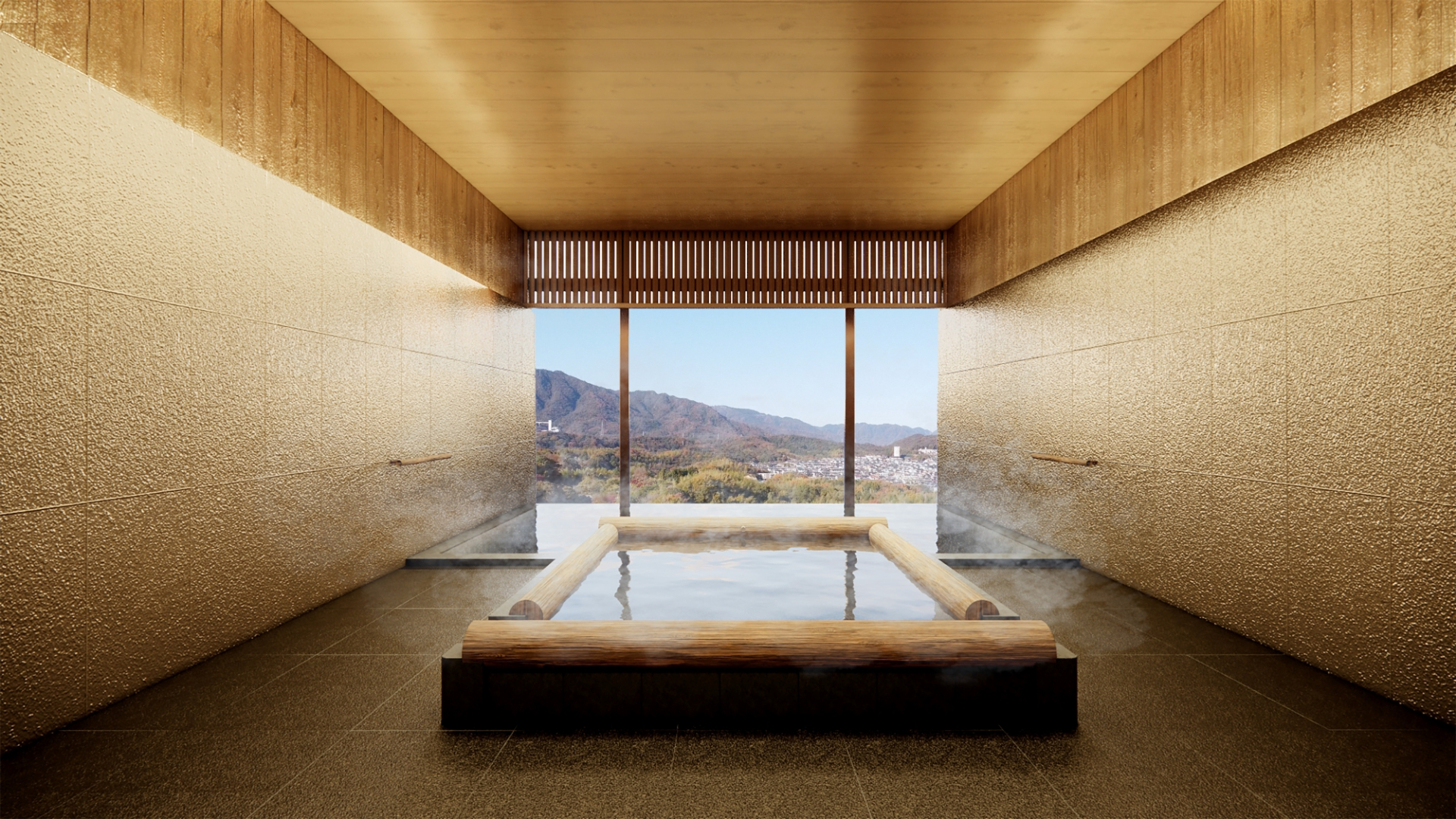 瀬戸内の山々を見晴らす内湯