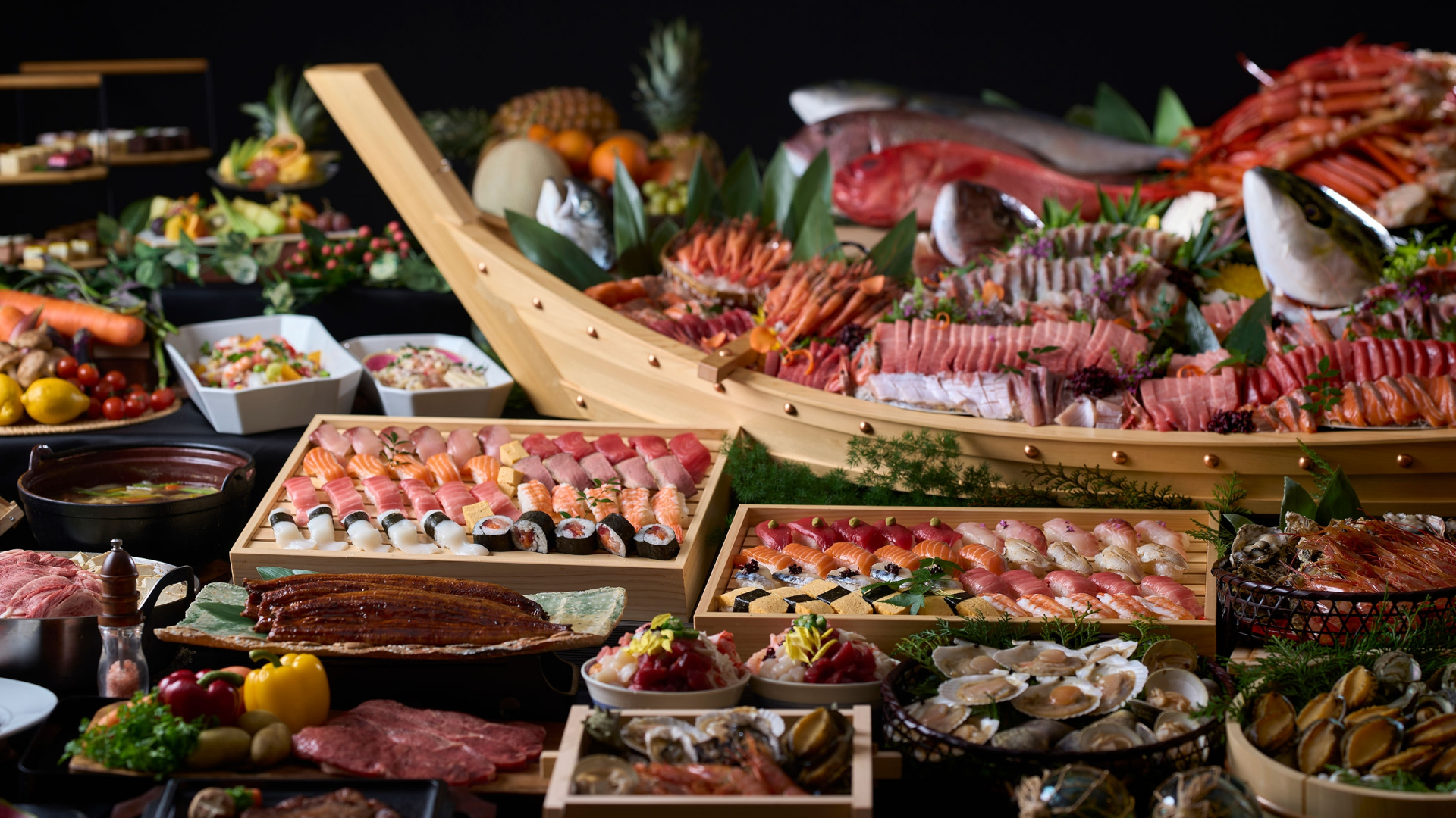 黒毛和牛、本まぐろ、うなぎがそろう「大江戸三つ星バイキング」