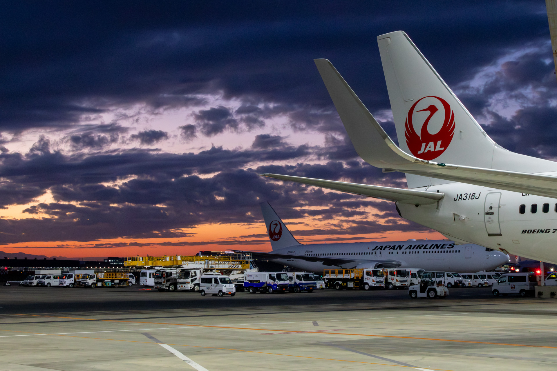 トワイライト枠では夕焼けで色づく、日中とはひと味違う空港を見学できる