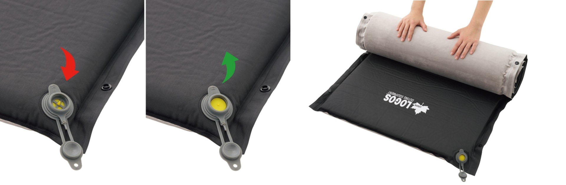 「楽ちんバルブ」で空気の注入・排出が簡単にできる