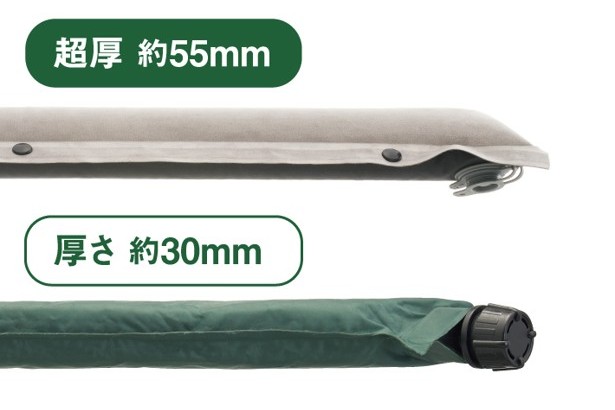 厚さ55mmの極厚マットで地面の凹凸を感じにくい