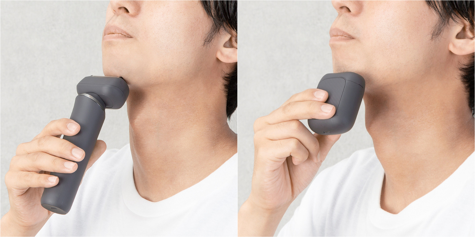 「しっかり深剃りメンズシェーバー往復式3枚刃 NY673」（3990円）、「肌にやさしいメンズシェーバー2ヘッドロータリー NY665」（2990円）