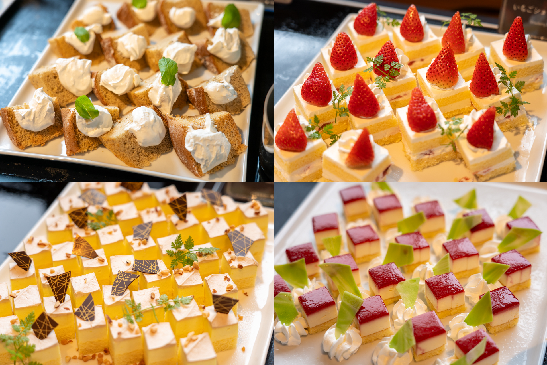 14時～17時のアフタヌーンティーでは自家製いちごショートケーキなど華やかなスイーツが並ぶ