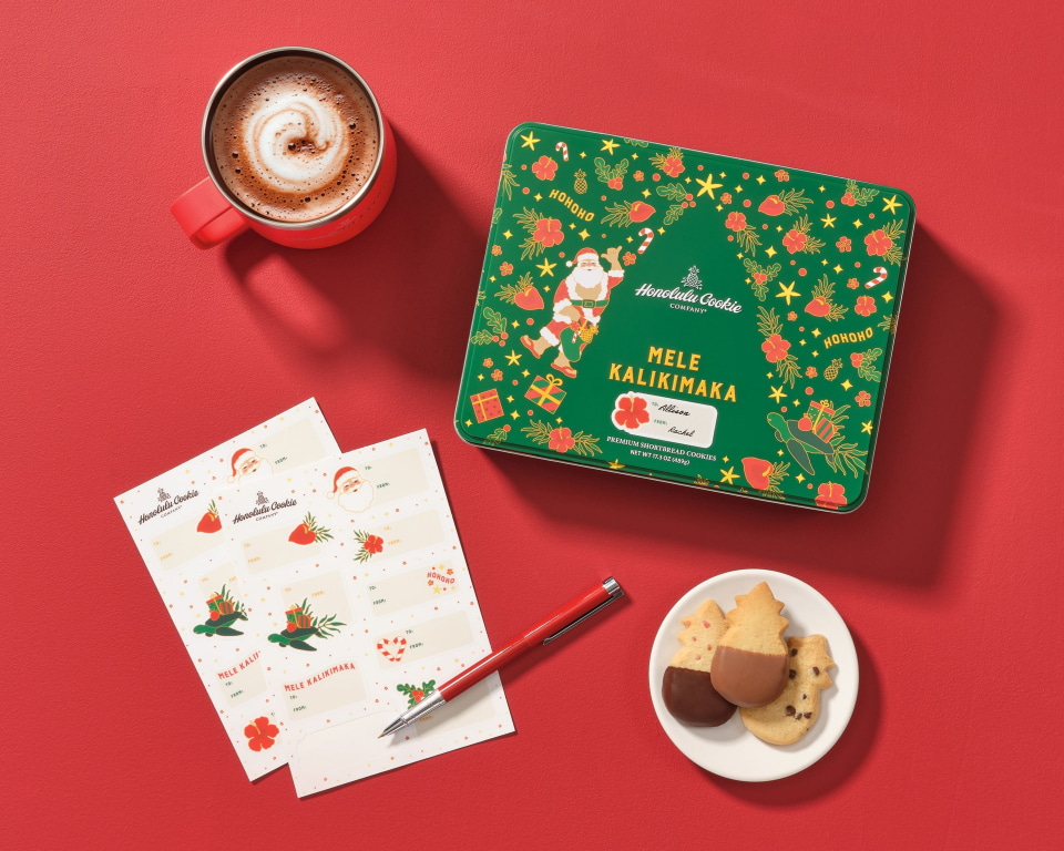 Mele Kalikimaka ギフト缶 30個入り ホノルルクッキー ホリデーギフト