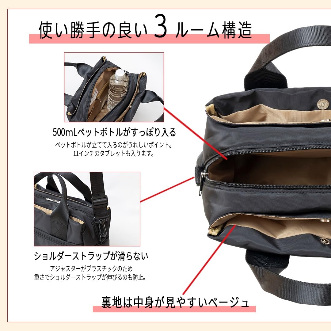 荷物を分けて収納できる3層構造にパワーアップ