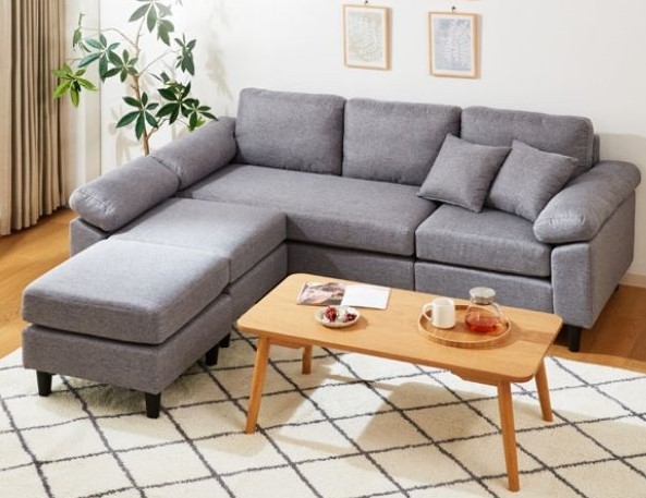 寝ころべるカウチソファ グレー（4万3780円）