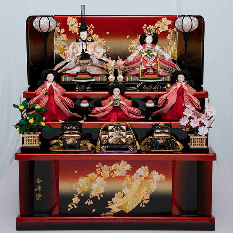 三段収納飾り「いろは雛 さくら」特典付き（16万2800円）