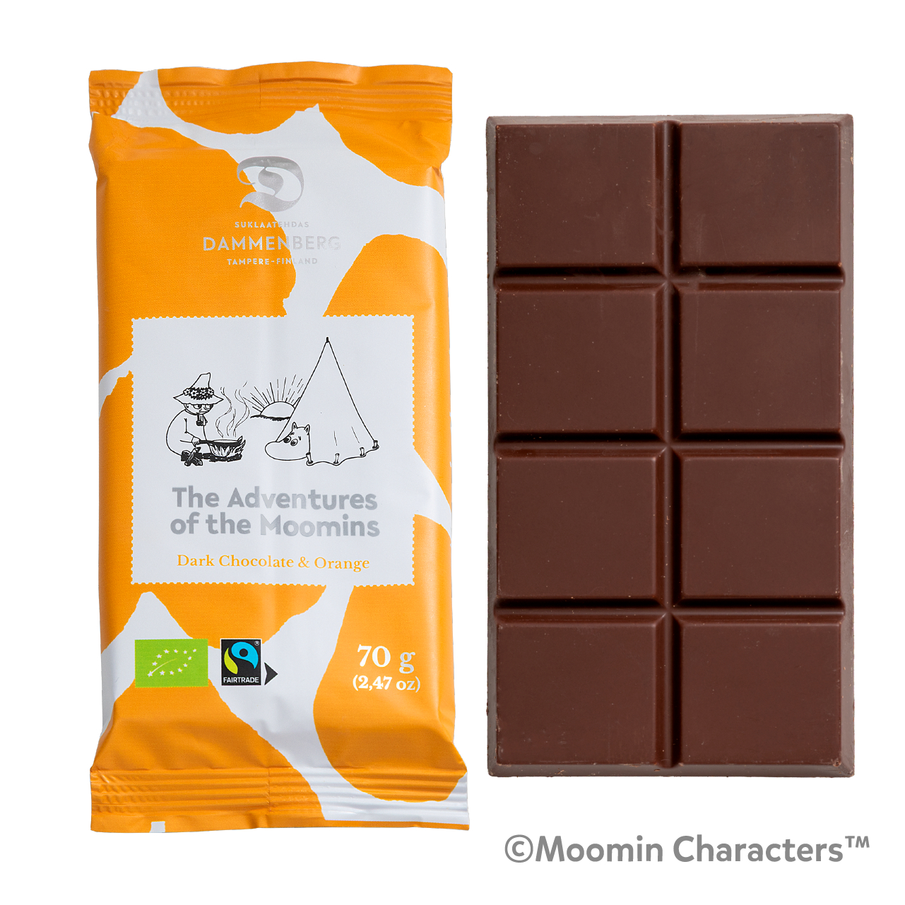 ムーミン 有機オレンジチョコレート カカオ56％（70g1280円）