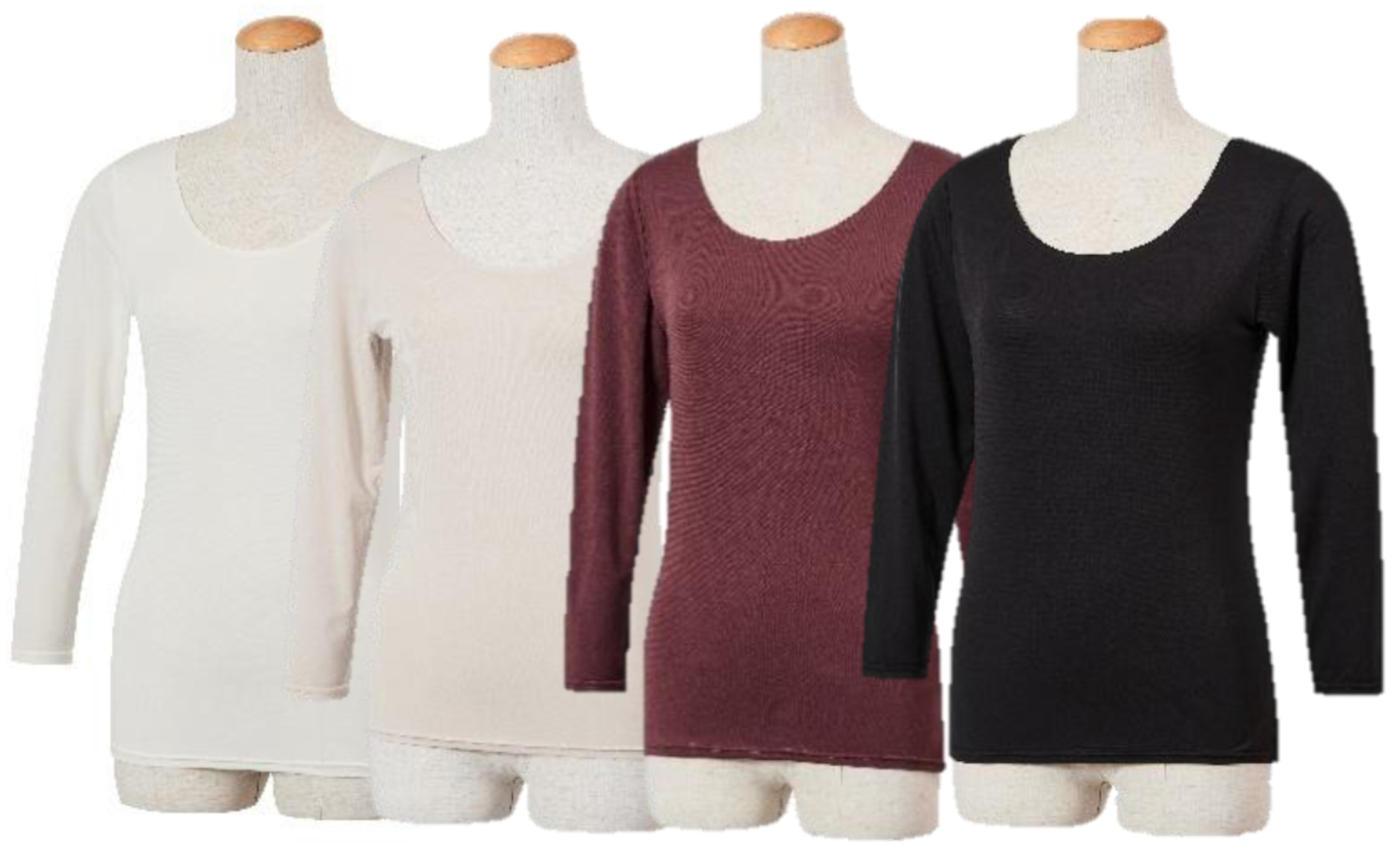 レディース「シン・ホッとするインナーLIGHT 8分袖 Uネック」（780円）