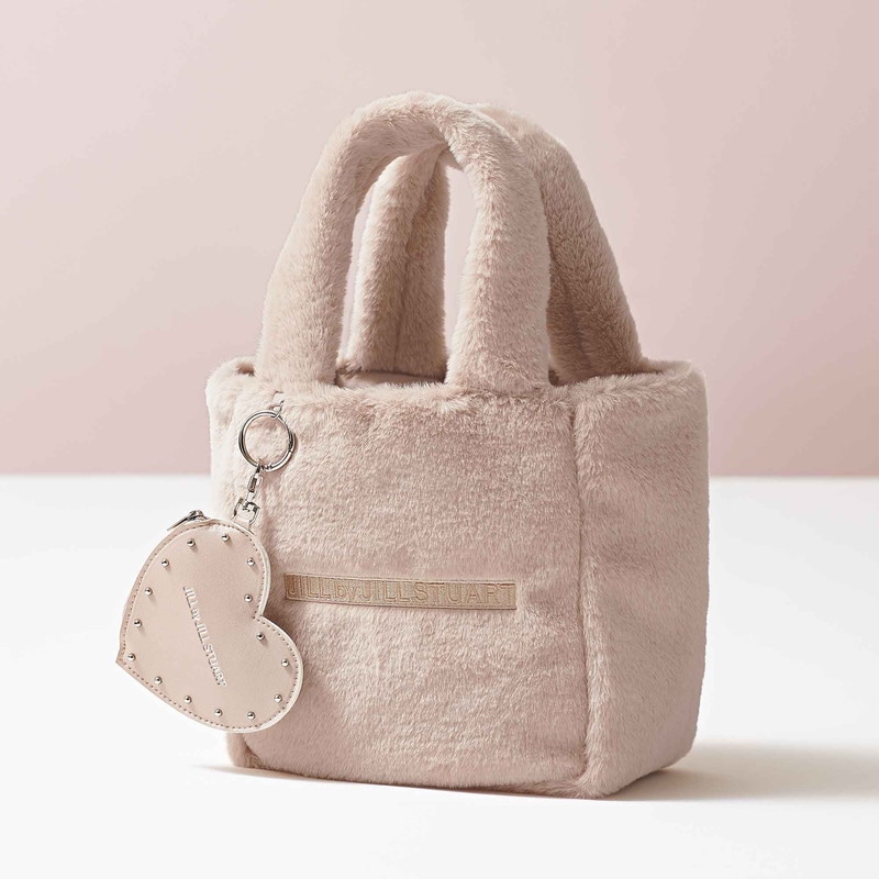 付録「JILL by JILL STUART ミルクティーベージュな♡ファーバッグ＆ハートポーチチャーム」