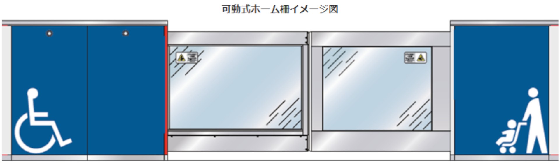 ホーム柵に案内表示を大きく掲示